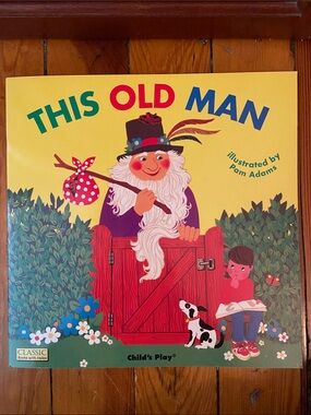 Vintage 70s 1970s This Old Man illustrated Children's Book Yellow Cover dog boy